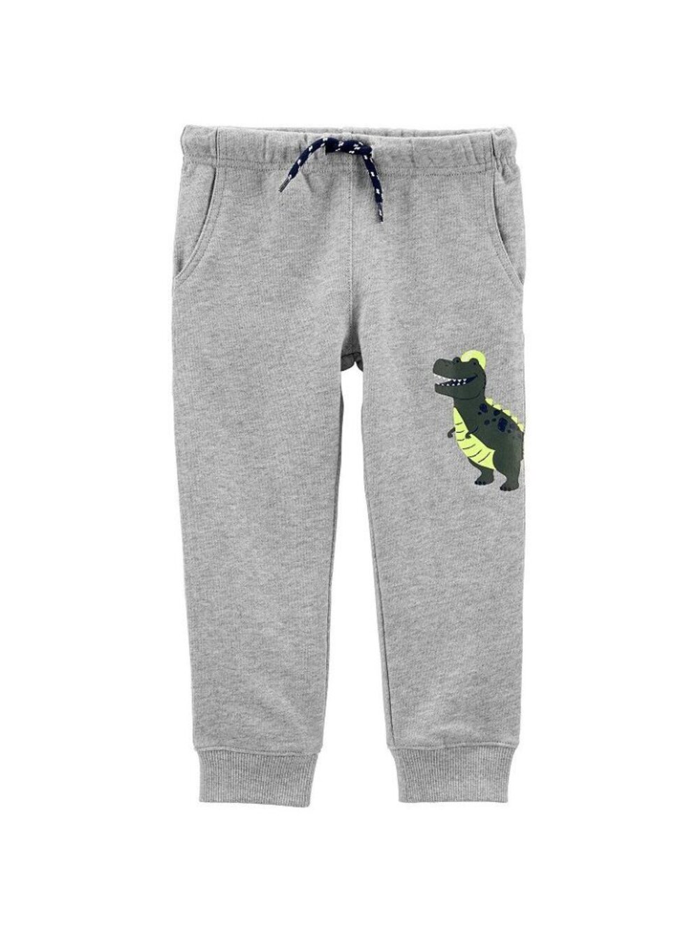 Toddler Boys Grey Dinosaur Print Sweatpants With Drawstring & Pockets